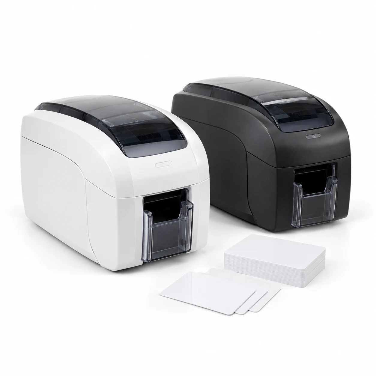 Plastkortprintere med hvide plastkort